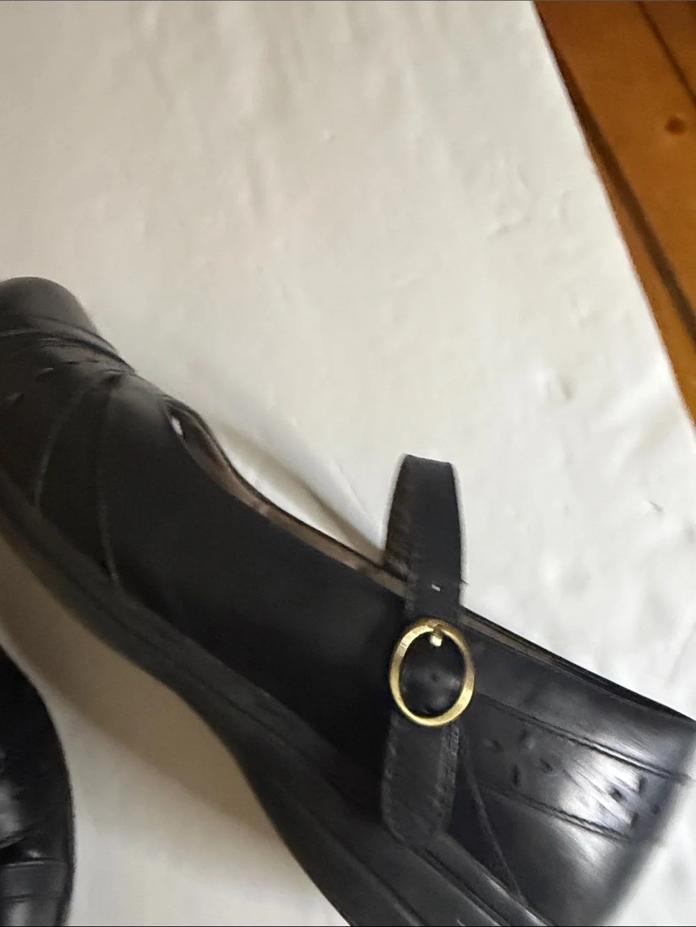 Dansko Black Leather Mary Jane Flats with Strap